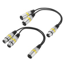 XLR Splitter Cable, 2 Pack 1 Female to 2 Male  1 Male, Yellow Circle