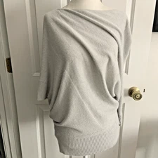 Nicole Farhi Asymmetric Drape Neck Angora Blend light gray Sweater size Small