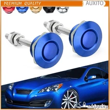 2x BLUE Push Button Quick Release Hood Pin Lock Bonnet Clip Car Bumper Latch set