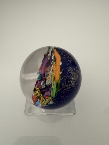 Vintage RARE Collectors DOUG SWEET millefiori Large Art glass sphere with stand - Picture 3 of 13