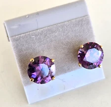 Robert Seemann RSE 925 Vermeil  Plated Tanzanite Round Stud Pierced Earrings