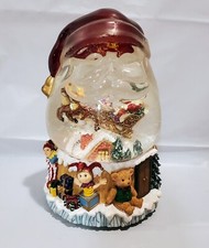 Santa Claus Shaped Snow Globe Plays "Here Comes Santa Claus" Music box  7" 
