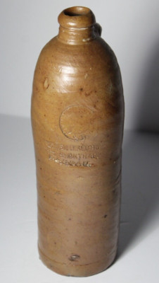 Antique 1890 s Brunner Direction Kronthal Nassau German Stoneware Crock Bottle