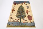 4x6 ft Landscape Animal PrintArea Rug Wool Natural Color Afghan Hand Knotted Rug
