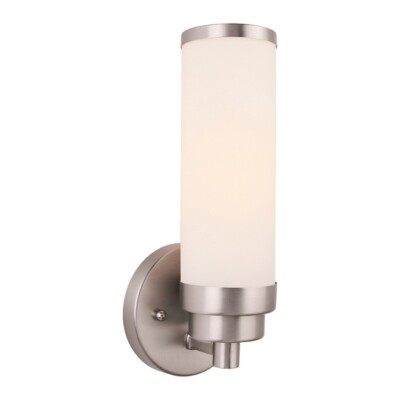 Forte Lighting Morgan 1 Light Wall Sconce, Nickel/Satin Opal - 55007-01-55