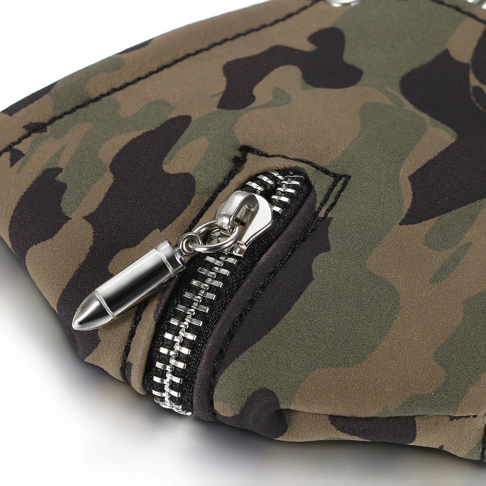 Outdoors Biker Motorcycle Leather Mask Camouflage Bullet Zipper Half Face Masks - Image 2 of 4