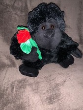 Plush Dan Dee Collectors Choice Valentine's Love Gorilla 9" Stuffed w/Red Rose