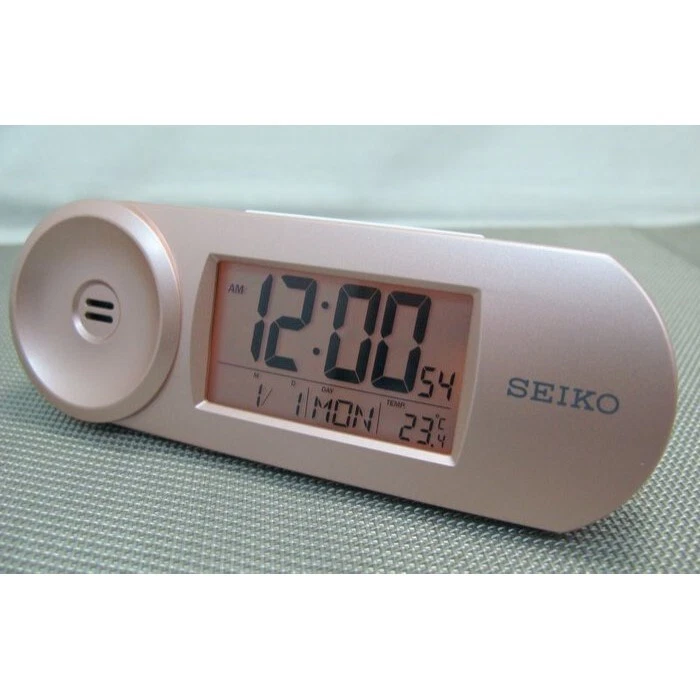 Seiko LCD LED light Table alarm Clock QHL067P Calendar Thermometer day/date - Image 4 of 4