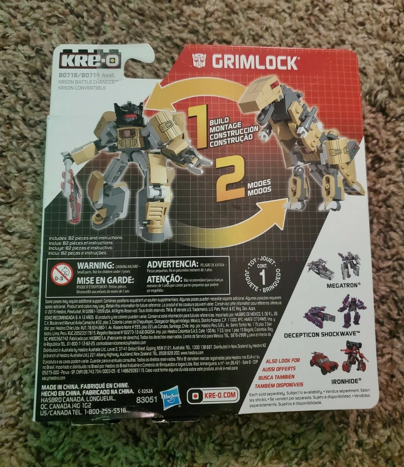 Transformers Grimlock KRE-O Figure Battle Changers Hasbro B0718 NEW 82 Pieces - Image 2 of 4