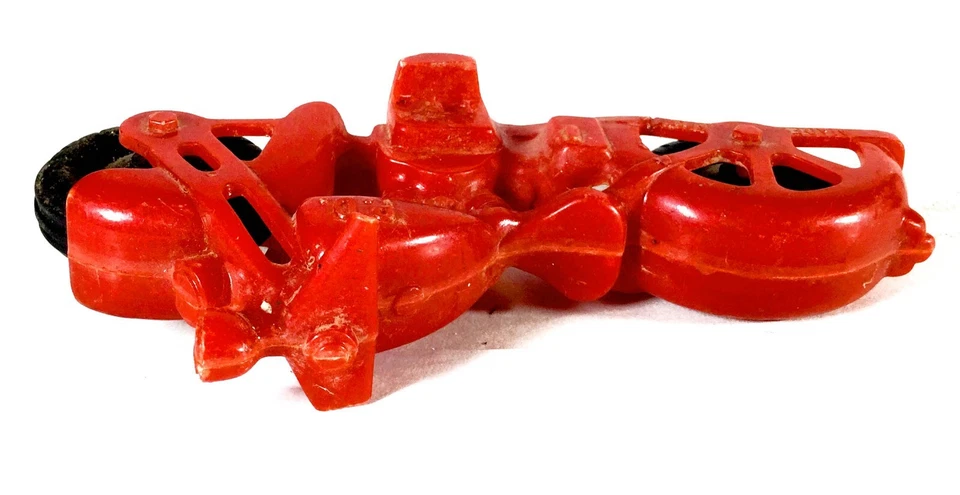 Hubley P.D. de plástico rojo vintage Motocicleta de policía Harley Davidson (circa años 40) Foto 3 de 4