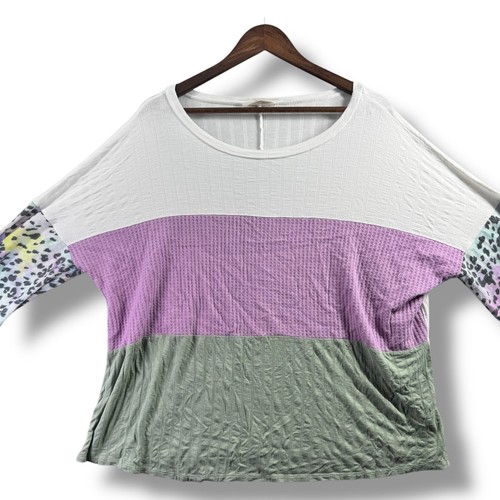 Lila Colorblock Damengröße 3X XXXL Boutique-Top der Marke Haptics – lila
