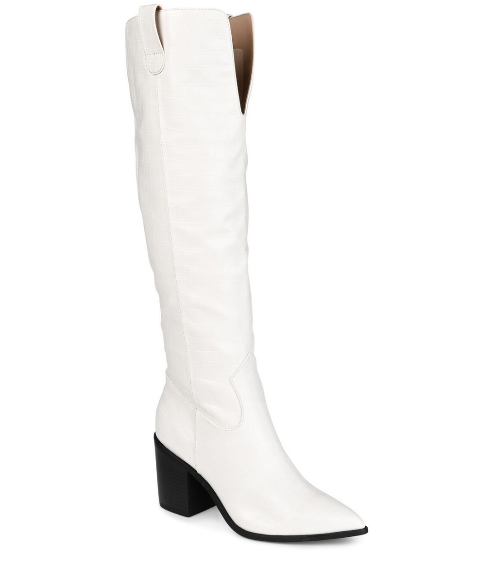 Wide Calf Boots White Boots Plus Size Tall Leather Boots For Women