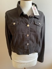 Bnwt Urban Bliss ‘maya Twill’ Black Denim Collared Short Jacket Uk 14 Rrp £30