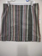 Jolt Skirt Juniors 27 Multicolor Mini Striped Back Zip Cotton Blend Stretch New