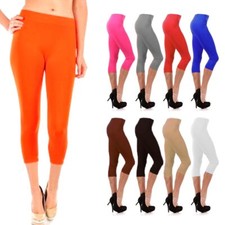 Women Capri Leggings Seamless One Size Stretch Spandex Yoga Pants Opaque Jegging