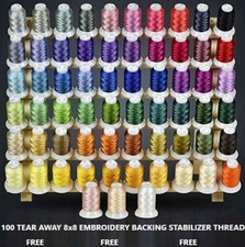 63Colors 500M Polyester Embroidery Machine Thread-Kit Get Free 8x8 100 TEAR AWAY
