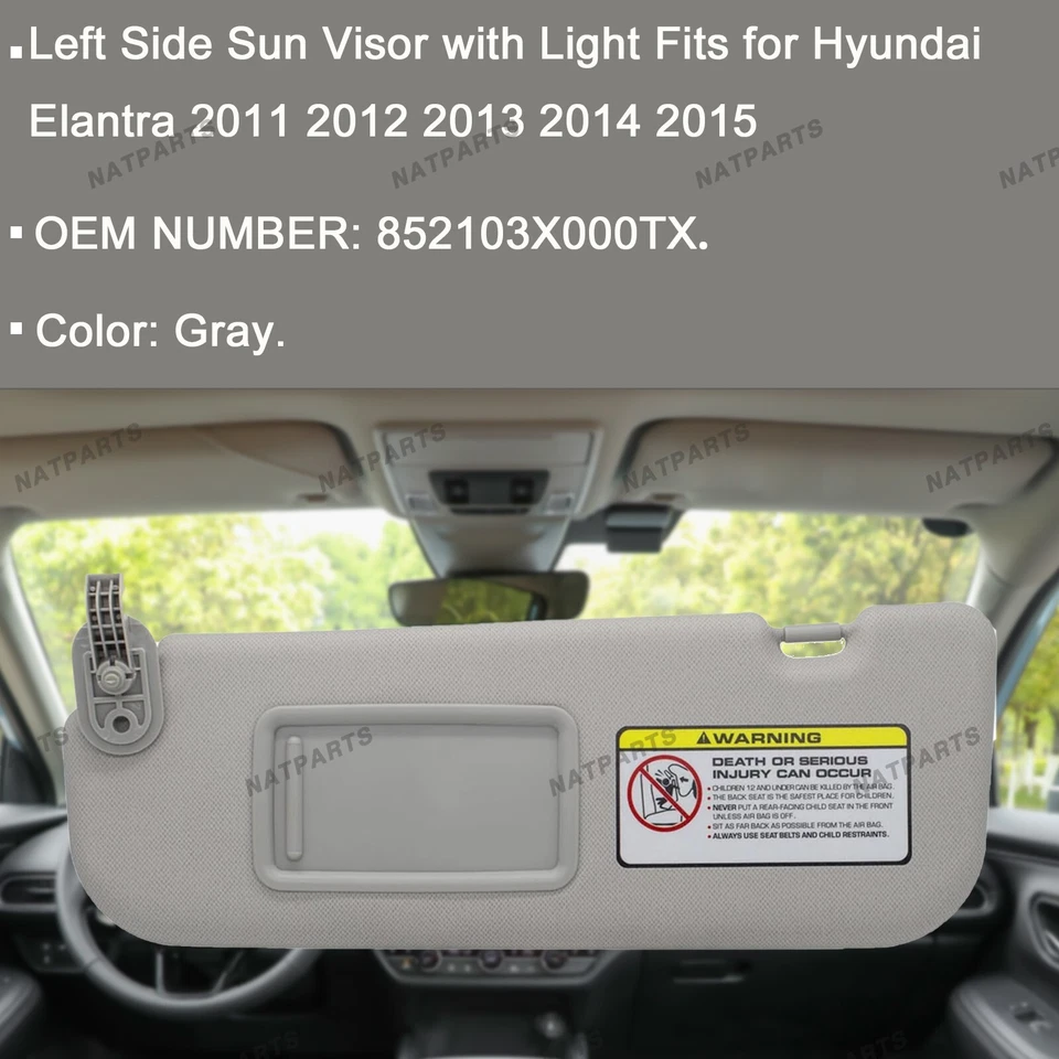 Parasol lado conductor izquierdo para Hyundai Elantra 2011-2015 852103X000TX Foto 2 de 4