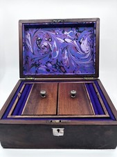 Antique Victorian 19th C.  Burr Walnut Jewellery box, inlaid mother of pearl.