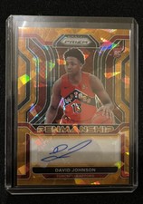 David Johnson 2021 Prizm Orange Cracked Ice Rookie Card Auto #RP-DJO Raptors