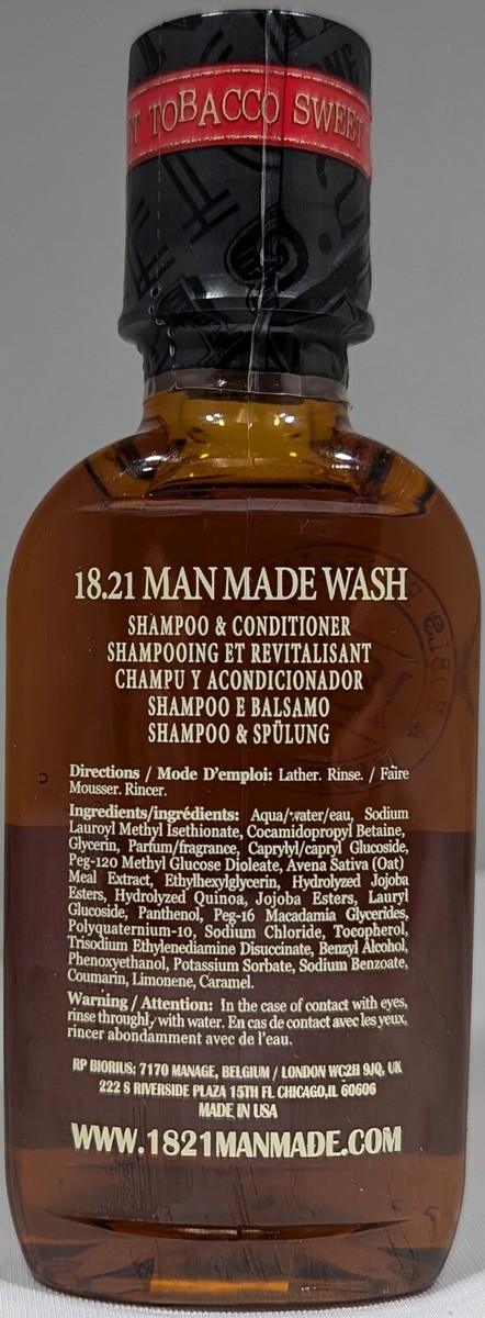 1821 sweet tobacco shampoo 18.21 Man Made Wash Sweet Tobacco Shampoo & Conditioning, 3.4 oz