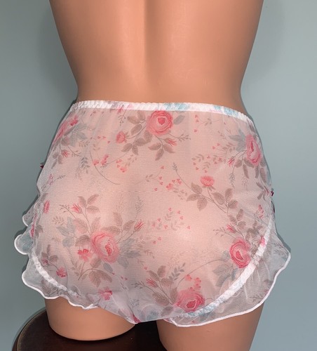 NEW SHeeR Chiffon Ruffled Panties 1X Satin Bows Girly Romantic Panty babydoll - Picture 2 of 5