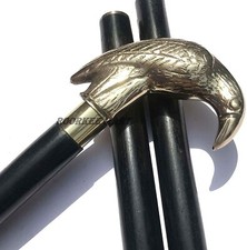 Walking Cane Wooden Stick for Men, Women, Brass Raven bird Head Fashion