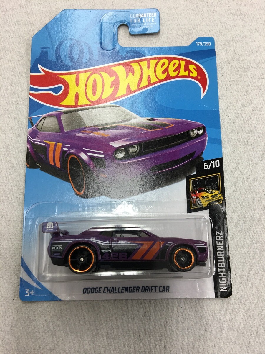 Hot Wheels 2019 # 179 Dodge Challenger Drift Car Purple New On