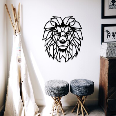 Holz Löwenkopf Geometrisch Wandbild Dekor Geschenk für Ihn Zuhause Zimmer Wand Design