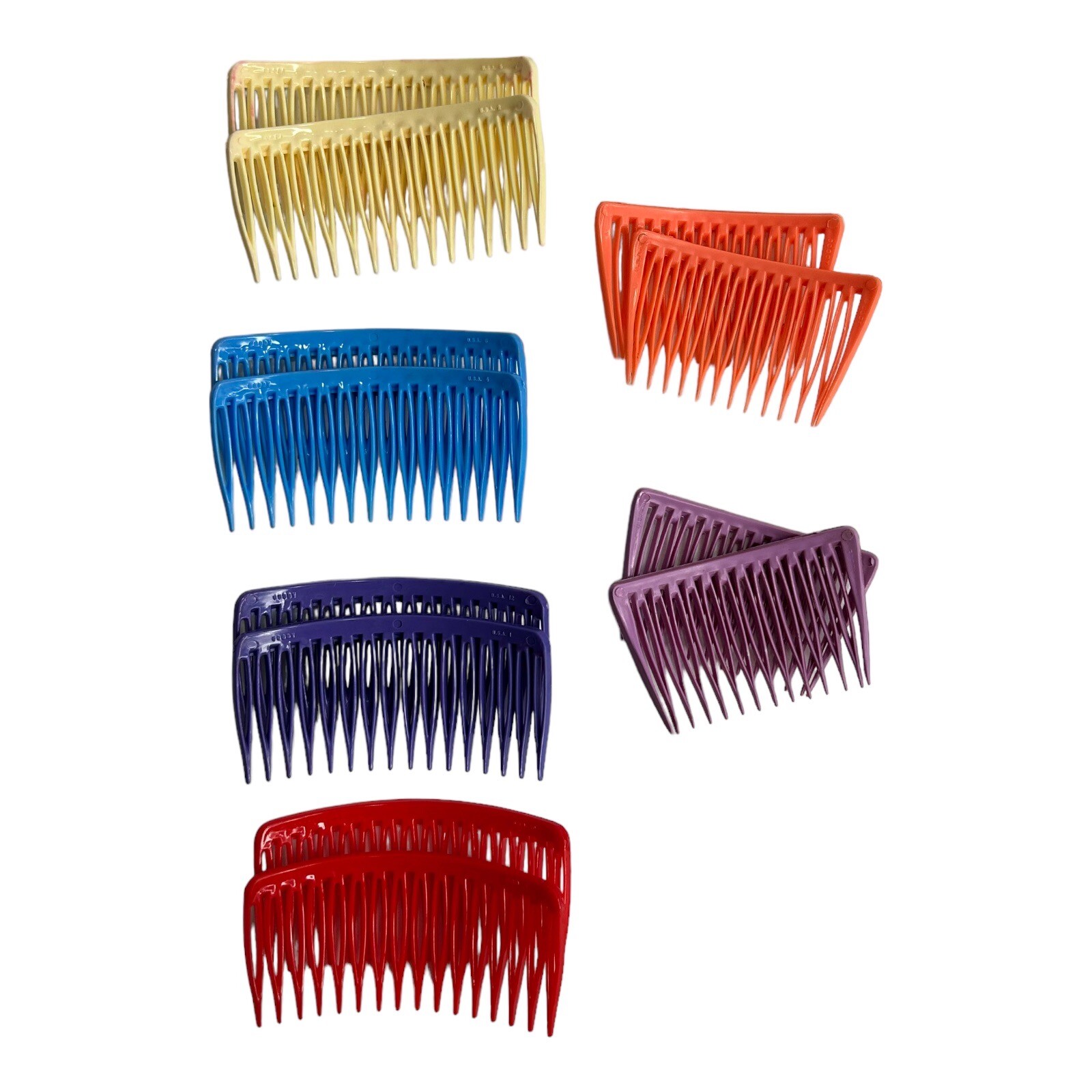Vintage Goody Plastic Hair Side Combs Made in USA 1980s 4 Large Pr & 2