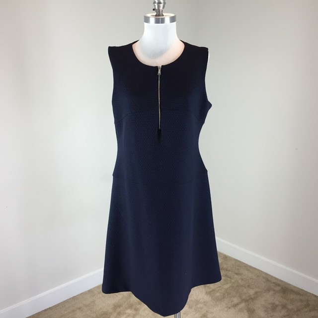 Calvin klein XL 12 14 Navy Blue dress Jacquard Flare Career Cocktail
