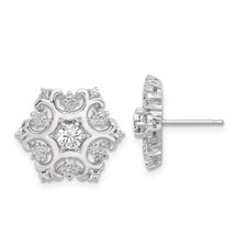Sterling Silver Rhodium-plated Cubic Zirconia Snowflake Stud Earrings for Mom