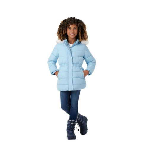 Member's Mark NEW SMALL BLUE TODDLER Girls Faux Fur Trim Hood Puffer Jacket 1111 - Picture 5 of 21
