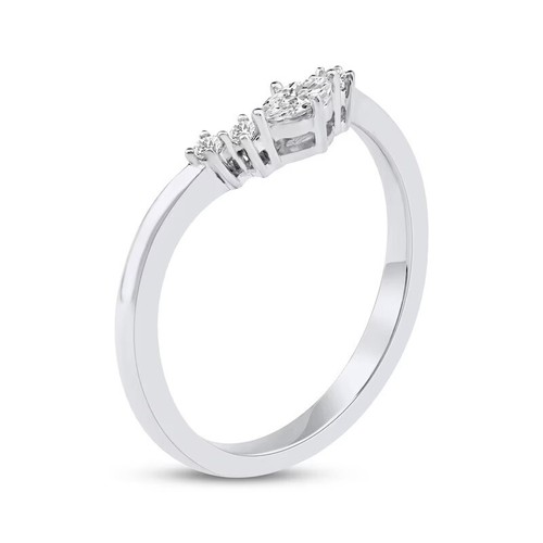 950 Platinum With 0.16CT Marquise & Round Cut Lab-Grown Diamond Women's Ring - Picture 2 of 6