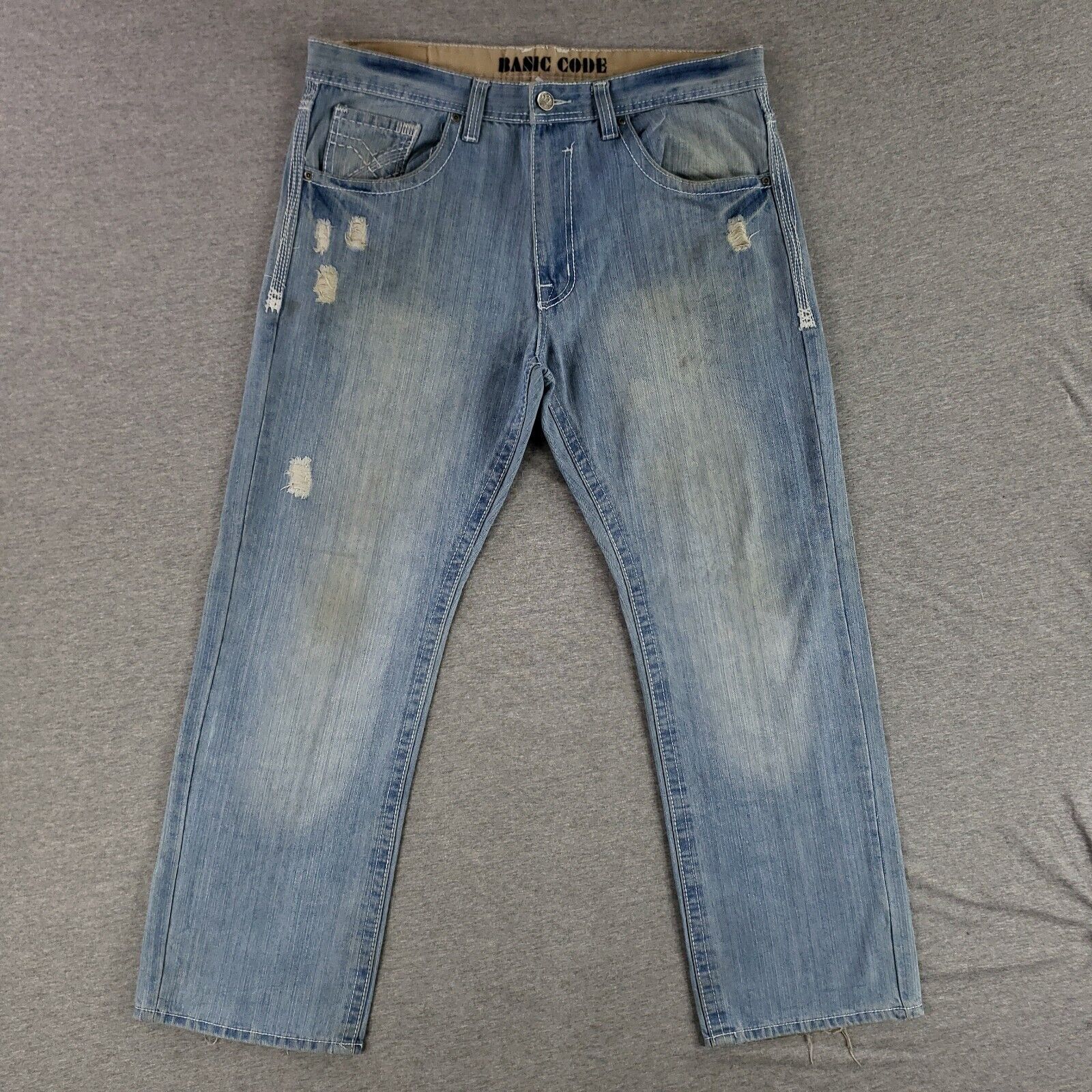 Basic Code 38x32 Blue Jeans Old School Retro Stra… - image 1
