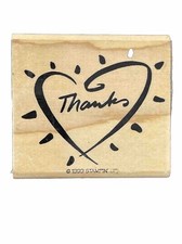 Thanks Word Phrase Inside Heart Love Sign Symbol Valentines Wood Rubber Stamp