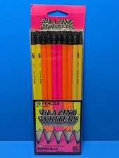Blazing Writers 10 Pencils No 2 Empire Berol Made In USA Vintage Neon