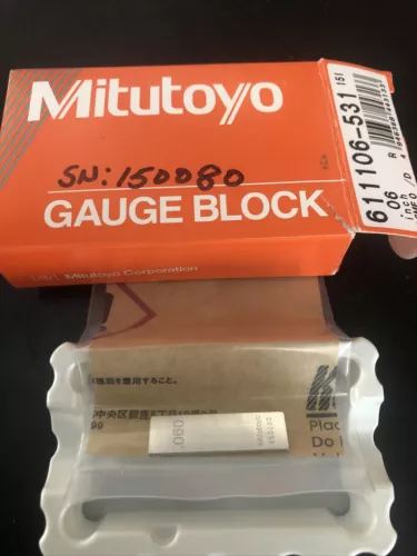 Mitutoyo .06 Inch Rectangular Gage Block 611106-531  Gauge Tool Part J