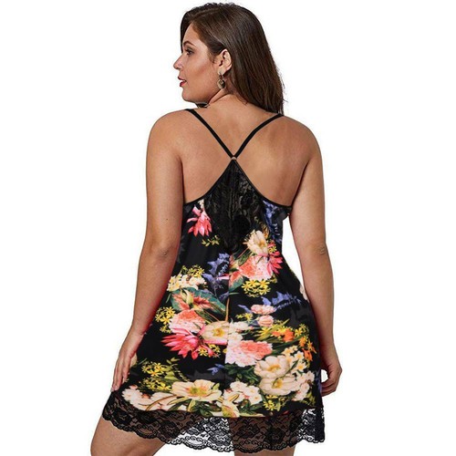 Plus Size Women Leopard Lace Lingerie Nightdress Sexy Nightwear Nightie Size 26 - Picture 6 of 18