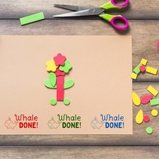Well Done Whale Done Teacher Stamp - Back to School Stamp- Size 3/8" x 1 1/16"