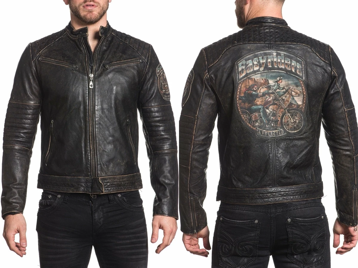 Leather top affliction jacket