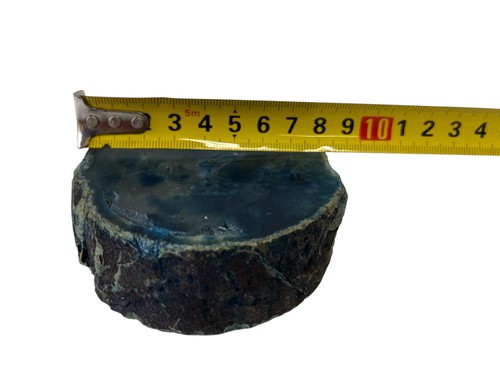 Vintage Modernariato 70 Fermacarte AGATA BLU del Brasile Porzione di Geode - Foto 8 di 10