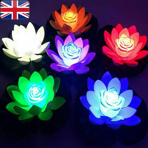 RGB LED Solar Powered Flower Light Floating Fountain Pool Pond Lamp Garden Light