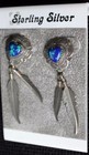 New Original Card Sterling Silver Navajo Blue Stone Dangle Pierced Earring 5.93g