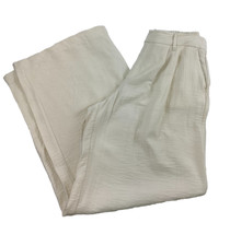 A New Day Crepe Trouser High Waist Wide Leg Rayon Pleated Front Ivory Womens 6