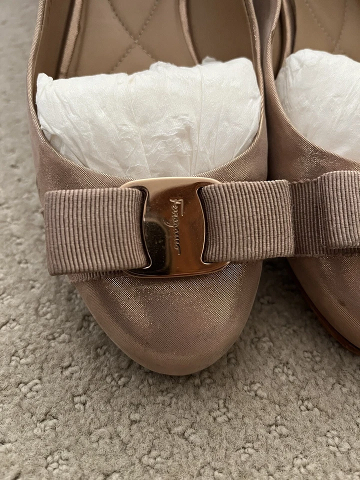 Auténticos planos de ballet Varina Salvatore Ferragamo ORO ROSA TALLA 7,5C Foto 3 de 4