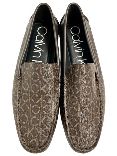 CALVIN KLEIN MIGUEL CK MONOGRAM LOGO BROWN LEATHER LOAFERS - UK 10 or 12 | eBay CALVIN KLEIN MIGUEL CK MONOGRAM LOGO BROWN LEATHER LOAFERS - UK 10 or 12 | eBay