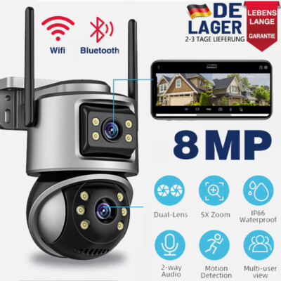 8MP HD FUNK WLAN WIFI IP NETZWERK CAMERA Outdoor AUßEN ÜBERWACHUNGSKAMERA 4K DHL