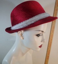 Mardi Gras Red Velvet Jester Clown Hat with White Band Cos Play Party Stage