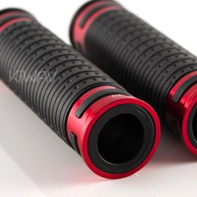 Cyber style grips black TPR +red aluminum trim 22mm x2 fits