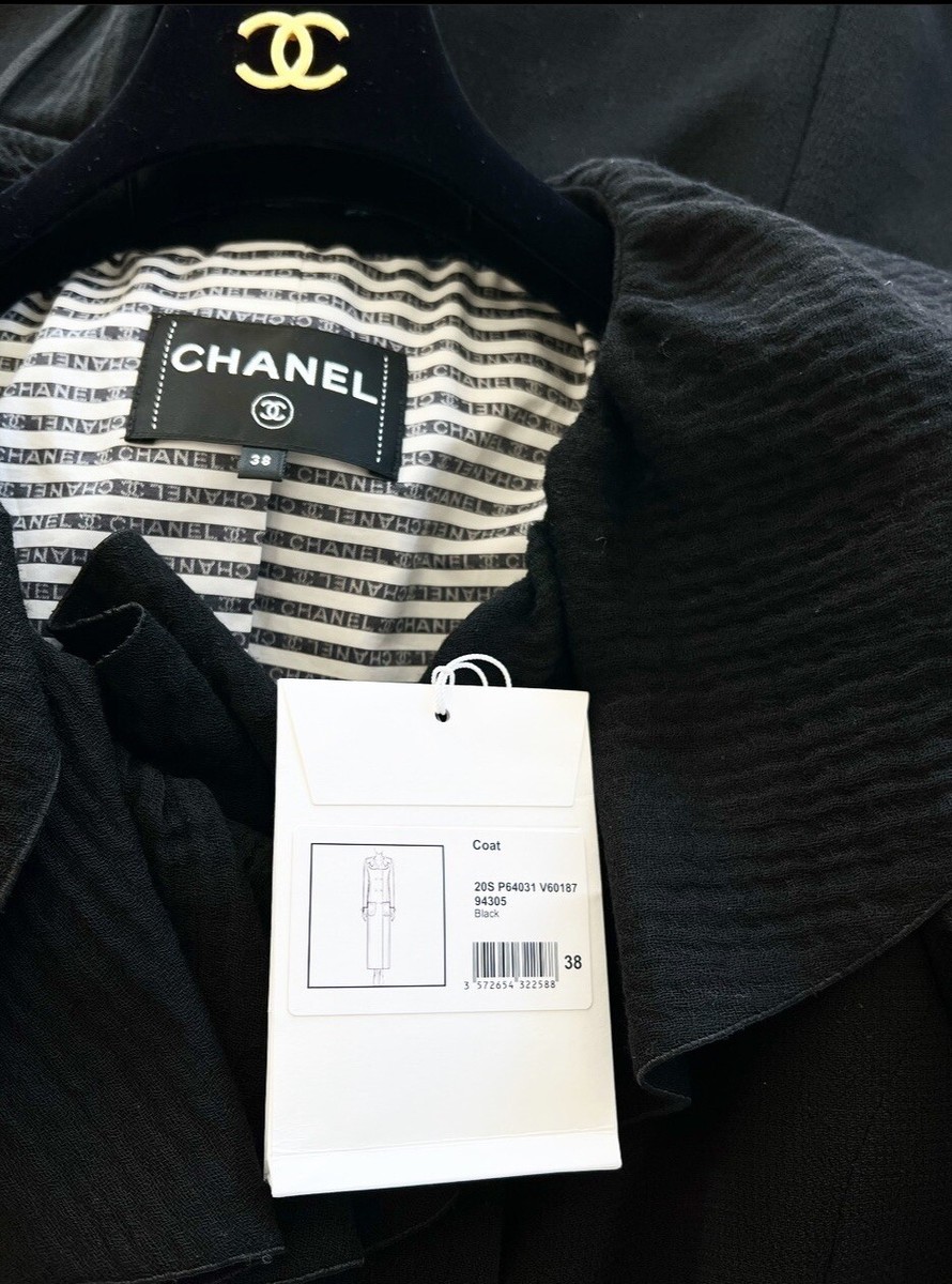 OMG .. YES … CHANEL 20S RUNWAY BLACK RUFFLE COAT WITH CC